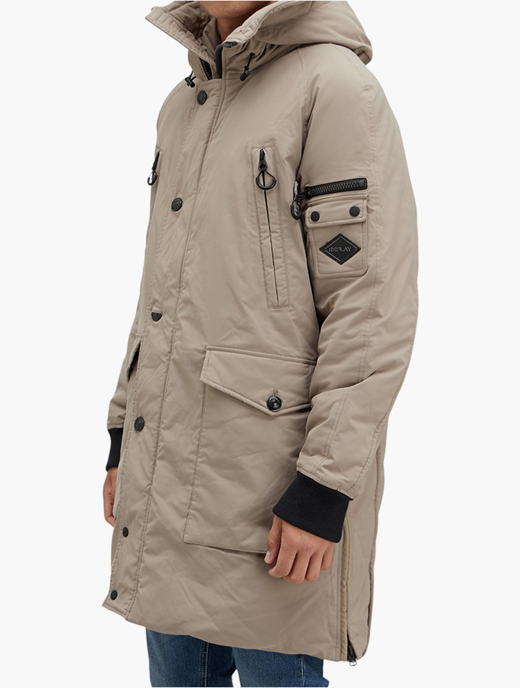MyRunway | Shop Replay Warm Beige Extra Length Hooded Jacket for